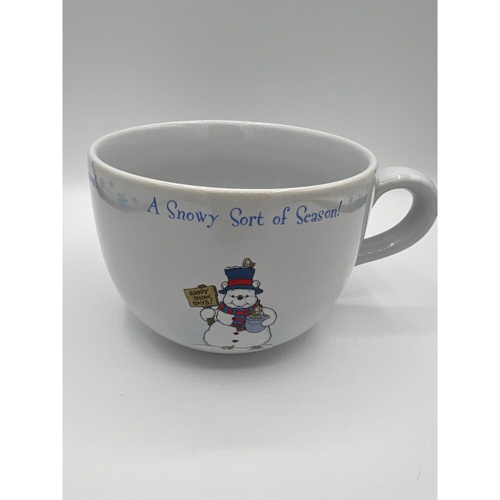 Vintage Disney Winnie The Pooh Snowman Soup Mug A Snowy Sort Of Season Jumbo Cup